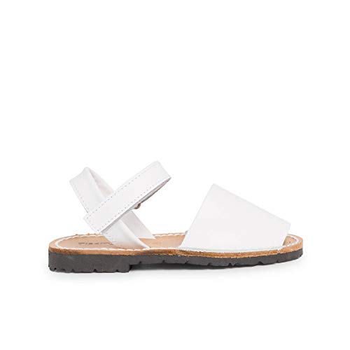 Pisamonas Menorquinas Für Kinder Avarcas Aus Nappaleder Mit Klettverschlussriemen Größe 32 Farbe Weiß von Pisamonas