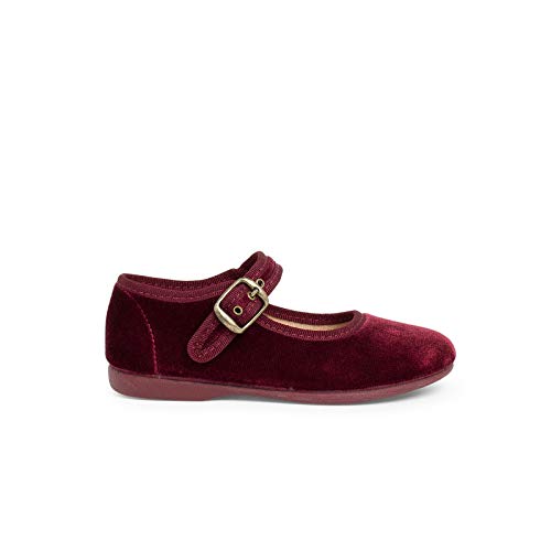 Pisamonas Mädchen Riemchenballerinas Aus Samt Mit Schnalle Größe 24 Farbe Bordeaux von Pisamonas