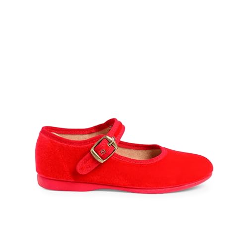 Pisamonas Merceditas niña terciopelo Hebilla Talla 35 en Color Rojo von Pisamonas