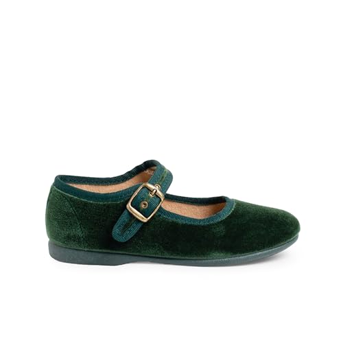 Pisamonas Mädchen Riemchenballerinas Aus Samt Mit Schnalle Größe 38 Farbe Grün von Pisamonas