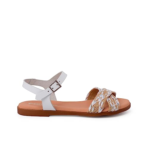 Pisamonas Sandalias Hebilla pala cruzada Yute Talla 37 en Color Blanco Bicolor von Pisamonas