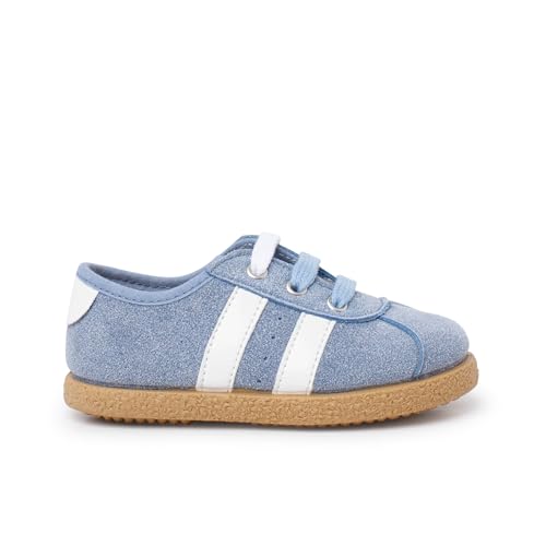 Pisamonas Sneaker Weißen Seitenstreifen Doppelschnürung Größe 31 Farbe Hellblau von Pisamonas