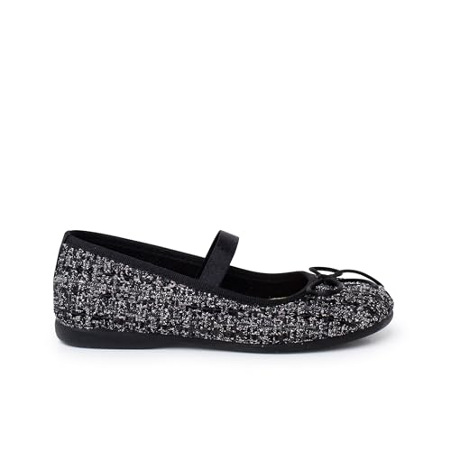Pisamonas Tweed-Mary Janes Gummiband Glanzeffekt Größe 30 Farbe Schwarz von Pisamonas