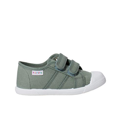 Pisamonas Leinwand-Sneakers Für Kinder Mit Klettverschlussriemen Größe 34 Farbe Farn von Pisamonas