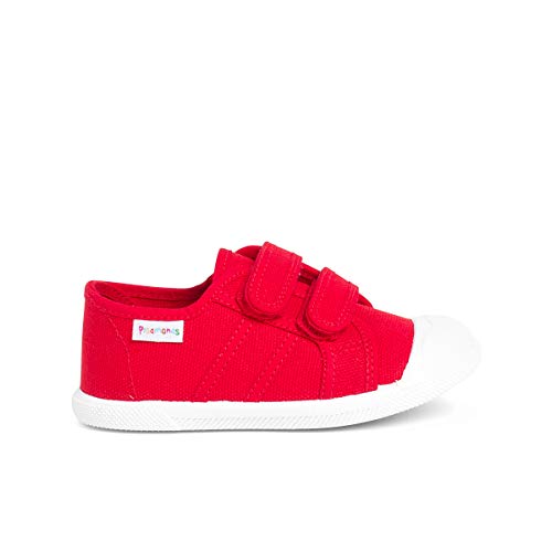 Pisamonas Leinwand-Sneakers Für Kinder Mit Klettverschlussriemen Größe 27 Farbe Rot von Pisamonas