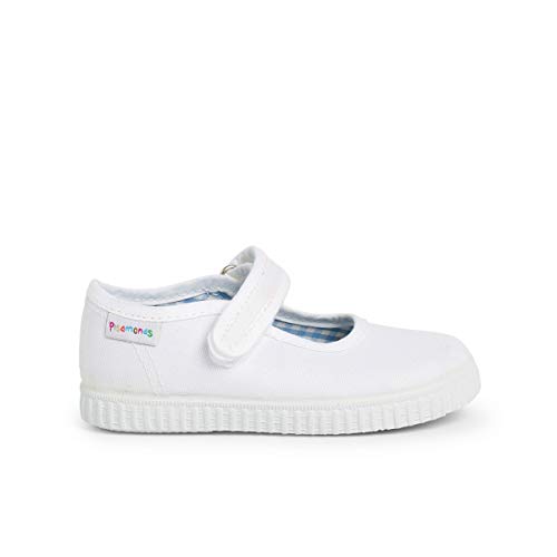 Pisamonas Merceditas niña Cinta adhesiva Suela tipo Zapatillas Talla 26 en Color Blanco von Pisamonas