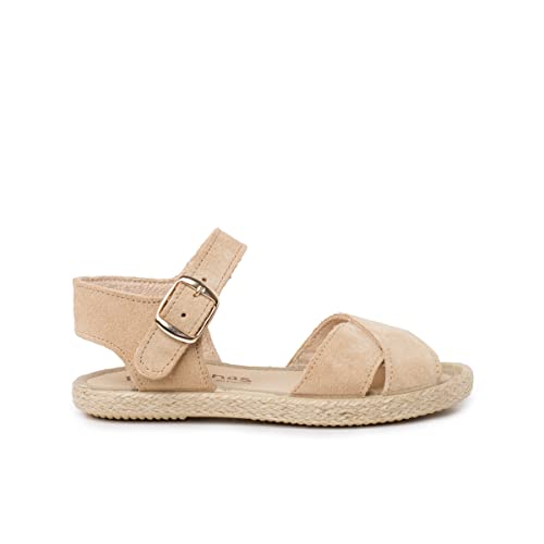 Pisamonas Sandalia Serraje Tiras cruzadas y Suela Yute Talla 31 en Color beige von Pisamonas