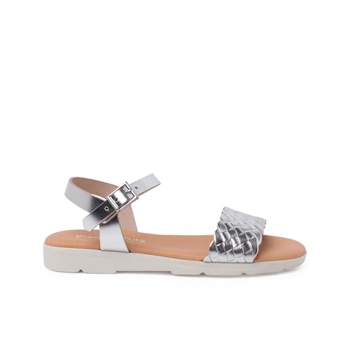 sandalias hebilla pala trenzada Pisamonas talla 34 en color plata von Pisamonas