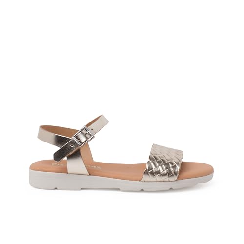 sandalias hebilla pala trenzada Pisamonas talla 38 en color champagne von Pisamonas