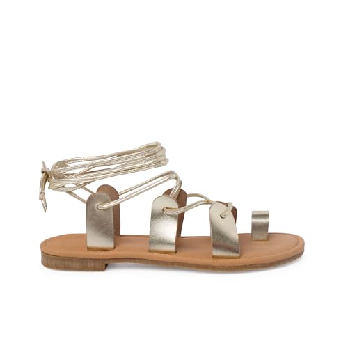 sandalias romanas piel tiras PISAMONAS talla 35 en color champagne von Pisamonas