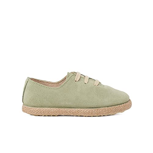 Pisamonas Zapatillas Cordones Serraje y Yute niños Talla 19 en Color Verde von Pisamonas