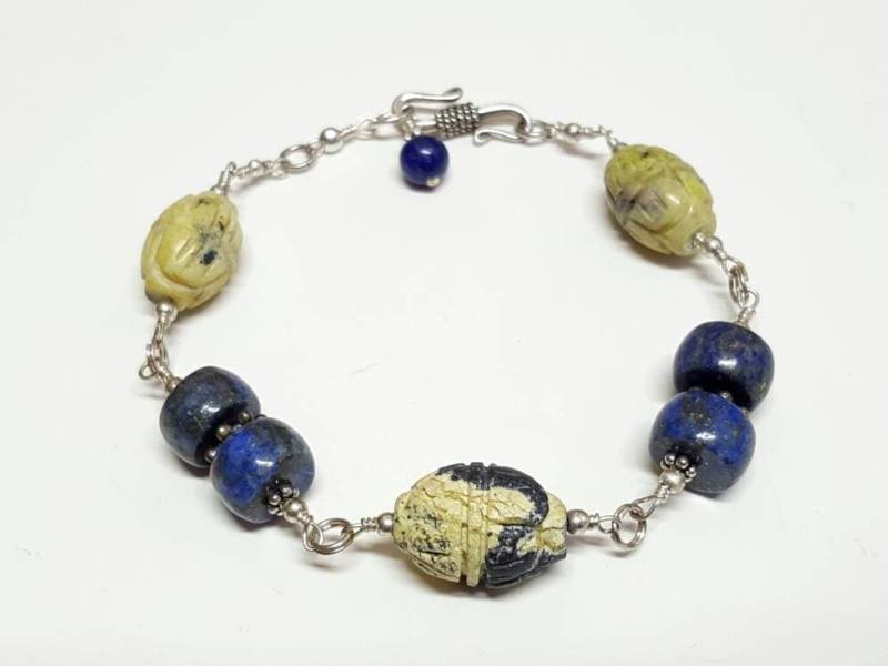 Litha's Power Armband Mit Gelbem Türkis, Lapis Lazuli Und Sterlingsilber von PiscesGems