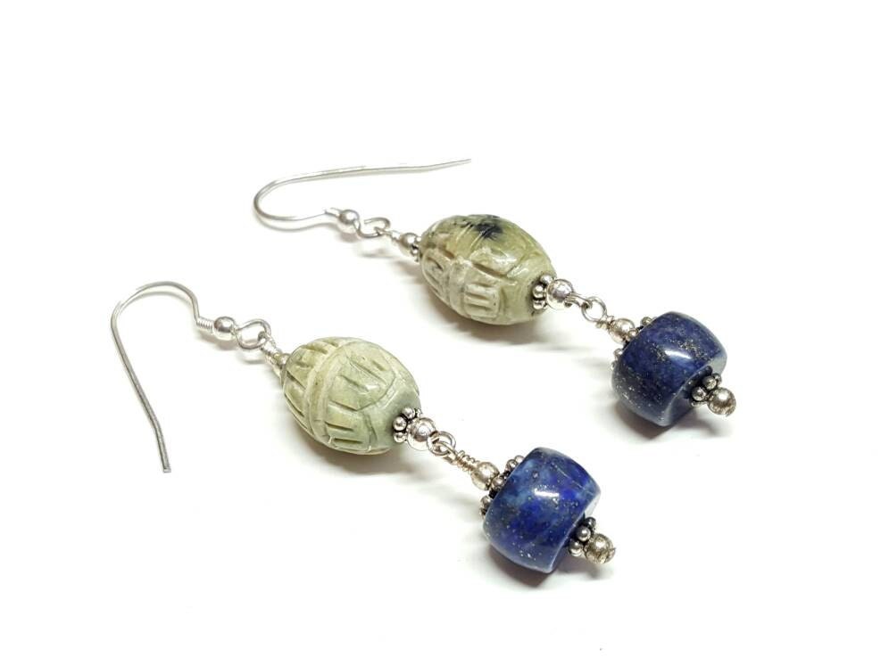 Litha's Power Ohrringe Mit Gelbem Türkis, Lapis Lazuli Und Sterling Silber von PiscesGems