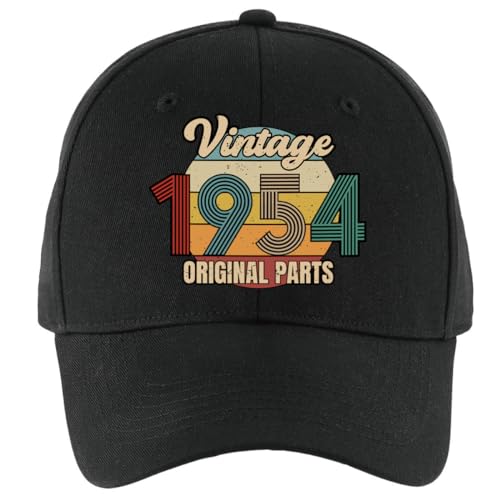 Pishovi Vintage 1954 Original Parts Lustige Baseballkappe, 70. Geburtstag Vintage Baseball Verstellbare Kappen für Männer, 70. Geburtstag Ruhestand Geschenke für Männer Frauen, 70 Jahre alte Geschenke von Pishovi