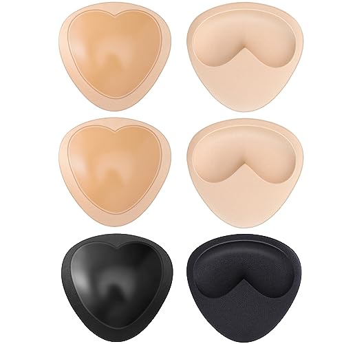 Pisol 3 Paar BH Pads Selbstklebende, Einsätze Abnehmbare Push Up Pads Brustvergrößerer für Bikini, Tri-Winkel Form, Schwarz und Beige von Pisol