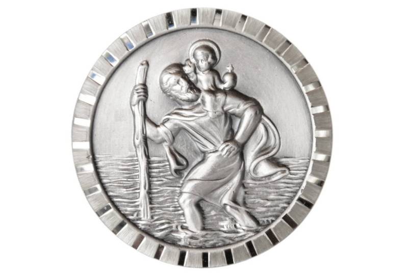 PistolaPeppers Amulett Heiliger Sankt Christophorus Relief Metall Plakette Christopherus von PistolaPeppers