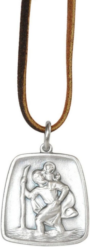 PistolaPeppers Medallionanhänger Heiliger Sankt Christophorus Metall Anhänger mit Lederband von PistolaPeppers