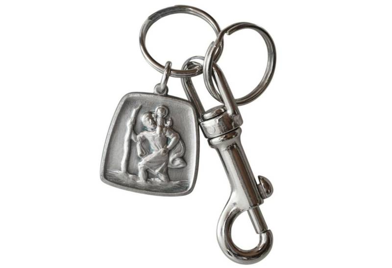 PistolaPeppers Schlüsselanhänger mit Gravur Metall Schlüsselanhänger Heiliger Sankt Christophorus Relief Karabiner von PistolaPeppers