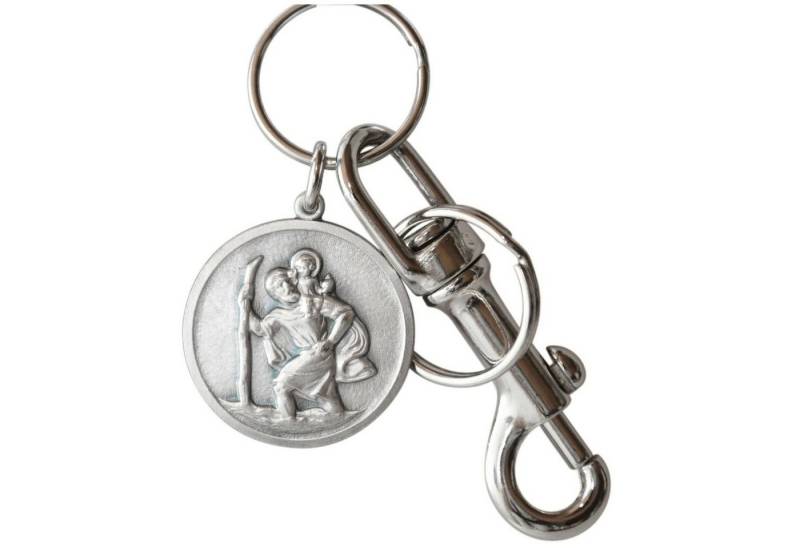 PistolaPeppers Schlüsselanhänger mit Gravur Metall Schlüsselanhänger Heiliger Sankt Christophorus Schutzpatron von PistolaPeppers