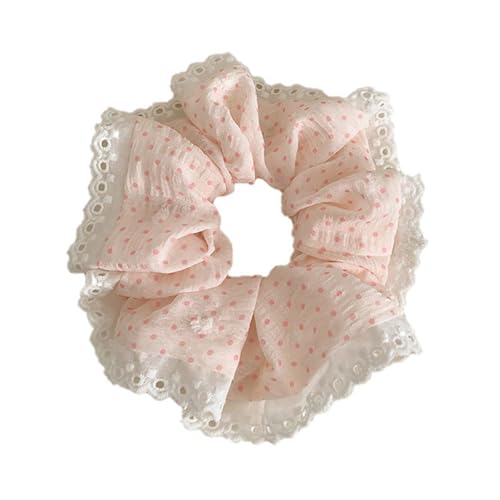 Elastische Haargummis mit Spitzen, weich, atmungsaktiv, Stoff, Pferdeschwanz-Halter, modisches Haar-Accessoire für Frauen und Mädchen von Pitadue