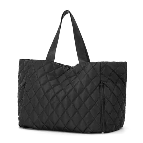 Große Kapazität Schultertasche Handtasche Fitness Tasche Trendy Reisetasche Wochenendtasche Schultertasche Gesteppte Übernachtungstasche, Farbe: Schwarz von Pitadue