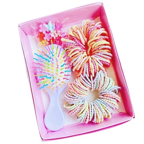 Kinder-Haar-Set mit buntem elastischem Haarband, Haarspangen, Haarkamm-Set, reisefreundlich, Haarstyling, essentielles Haargummi, Kinder-Haarzubehör-Set von Pitadue