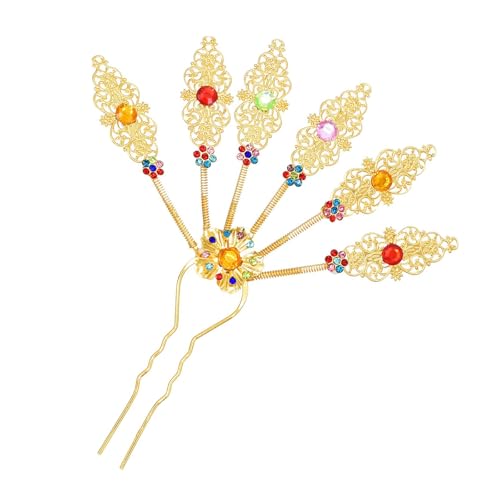 Luxuriöse thailändische ethnische Pfauenblatt-Haarspange verziert mit Strasssteinen für Partys von Pitadue