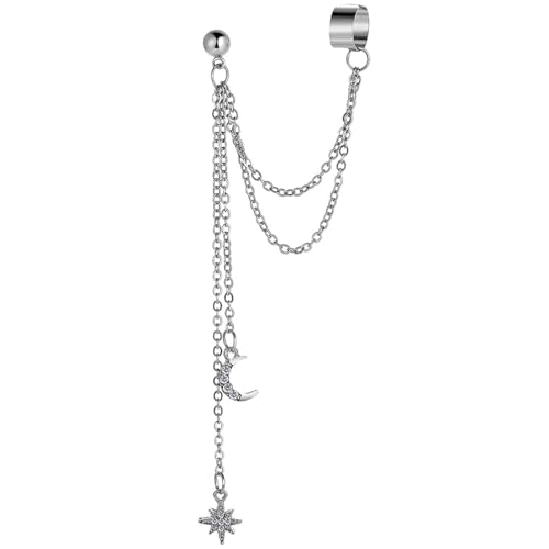 Modische Doppel-Clip-On-Ohrringe, Mond-Stern-Anhänger, Legierung, Schmuck für Frauen und Mädchen, geometrisches Ohr-Zubehör, modernes geometrisches Ohr-Zubehör, Einheitsgröße, Wie beschrieben, Wie Modische Doppel-Clip-On-Ohrringe, Mond-Stern-Anhänger, Legierung, Schmuck für Frauen und Mädchen, geometrisches Ohr-Zubehör, modernes geometrisches Ohr-Zubehör, Einheitsgröße, Wie beschrieben, Wie von Pitadue