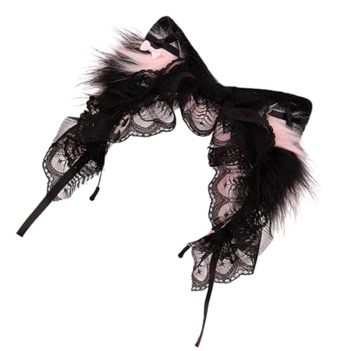 Modisches Katzenohr-Stirnband für Damen, bequeme Spitzenschleifen, Haarteile für Hochzeiten, Partys und den täglichen Gebrauch, Tierohr-Kopfschmuck mit Schleife von Pitadue