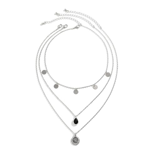 Pitadue Elegante Multi Schicht Halskette Mit Metallischen Pailletten Und Perlen Schlangekette Die Für Party Verschleiß Oder Tägliche Outfits Geschichtete Metall Paillon Perlen Halskette Geeignet Sind von Pitadue