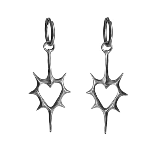 Pitadue Punk Hip Hop Dangle Ohrringe Gothic Thorn Heart Hoop Ohrringe Mode Ohrringe Huggie Ohrringe Unisex Schmuck Einzigartige Dangle Ohrringe Schmuck Für Männer Und Frauen Geeignet von Pitadue