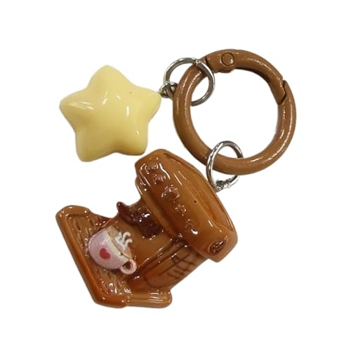 Pitadue Stylish Star Coffee Kaffeeschlüsselringharz Und Eisenschlüsselkettenanhänger Hängende Verzierungen Dekore Für Taschen Und Schlüssel Dekorationen Einzigartiger Tasche Charme von Pitadue
