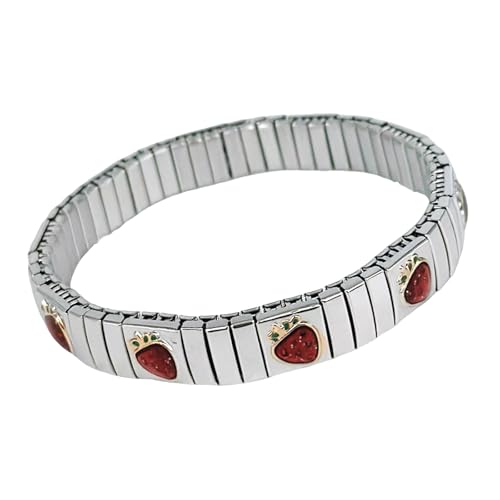 Pitadue Trendiges Erdbeerfrucht-Design, verstellbar, italienische Handwerkskunst, bequemer Schmuck für Damen und Mädchen, Obstanhänger von Pitadue