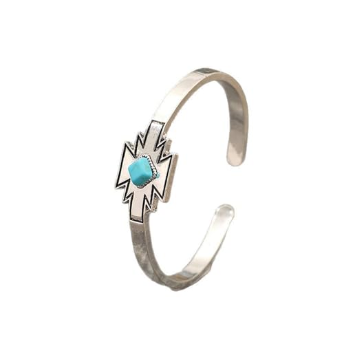 Pitadue Vintage Styles Offener Manschettenknopf Geometrisch Einstellbares Armband Mit Synthetischen Türkisfarben von Pitadue