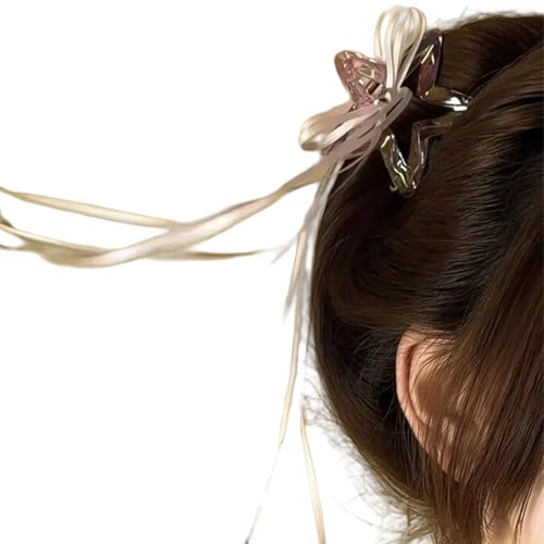 Praktische Acryl-Haarklammer mit Stern und Bändern, modisches Haar-Accessoire für Zuhause, Büro, Party von Pitadue