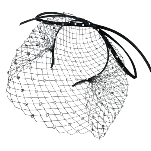 Vintage-inspirierter schwarzer Spitzen-Kopfschmuck, elastisches Braut-Haarband für Damen, Party, Halloween, Gothic, Hochzeitszubehör, schwarzer Schleier Vintage-inspirierter schwarzer Spitzen-Kopfschmuck, elastisches Braut-Haarband für Damen, Party, Halloween, Gothic, Hochzeitszubehör, schwarzer Schleier von Pitadue