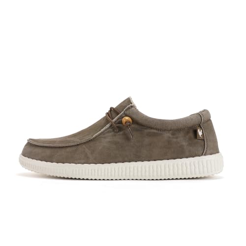 WALK IN PITAS | WP150 WALLABI Washed | Herren Mokassins | Flache Slipper für Männer | Slip on Loafer | Sneakers | Schlupfschuhe | Freizeitschuhe | Walkinpitas Schuhe | Taupe 43 von WALK IN PITAS
