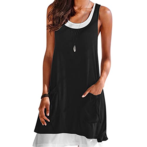 Sommerkleid Damen lang Damen Sommer Mini Kleid Dress Gestreift Sommerkleid V-Ausschnitt Freizeitkleider Cocktailkleid Partykleid Strandkleid Blusenkleid von Pitashe Kleider Damen