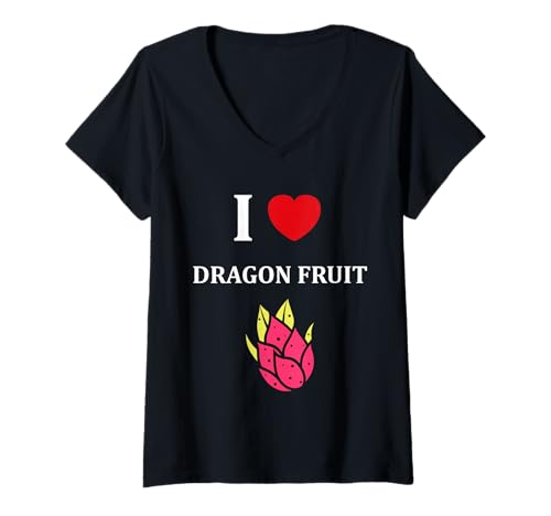 Damen Pitaya Funny Cute Minimalist Simple i Love Dragon Fruit T-Shirt mit V-Ausschnitt Damen Pitaya Funny Cute Minimalist Simple i Love Dragon Fruit T-Shirt mit V-Ausschnitt von Pitaya Funny Cute Dragon Fruit Humor