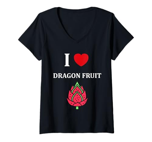 Damen Pitaya Funny Cute Minimalist Simple i Love Dragon Fruit T-Shirt mit V-Ausschnitt Damen Pitaya Funny Cute Minimalist Simple i Love Dragon Fruit T-Shirt mit V-Ausschnitt von Pitaya Funny Cute Dragon Fruit Humor