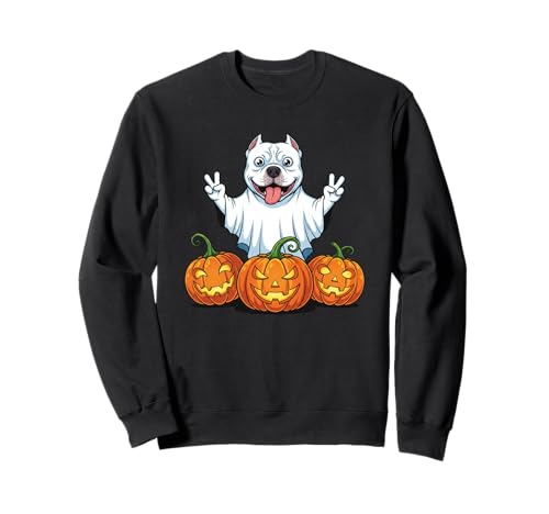 Lustiger Pitbull Ghost Pumpkin Boo Halloween Kinder Herren Damen Sweatshirt von Pitbull Dog Lovers Halloween Ghost Pumpkin Outfits