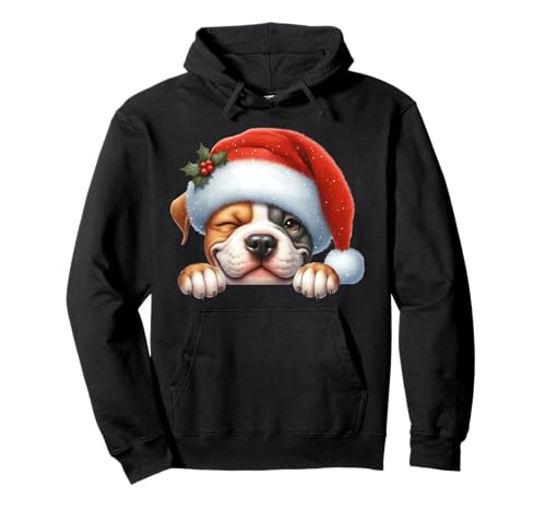Pitbull Dog Weihnachtsmannmütze Hund Mama Papa Pullover Hoodie Pitbull Dog Weihnachtsmannmütze Hund Mama Papa Pullover Hoodie von Pitbull Dog Tees NYC