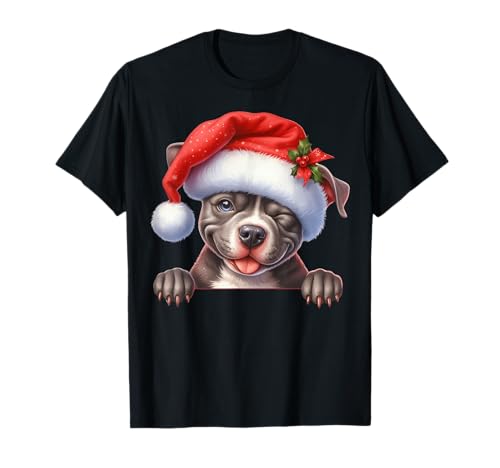 Pitbull Dog Weihnachtsmannmütze Hund Mama Papa T-Shirt Pitbull Dog Weihnachtsmannmütze Hund Mama Papa T-Shirt von Pitbull Dog Tees NYC