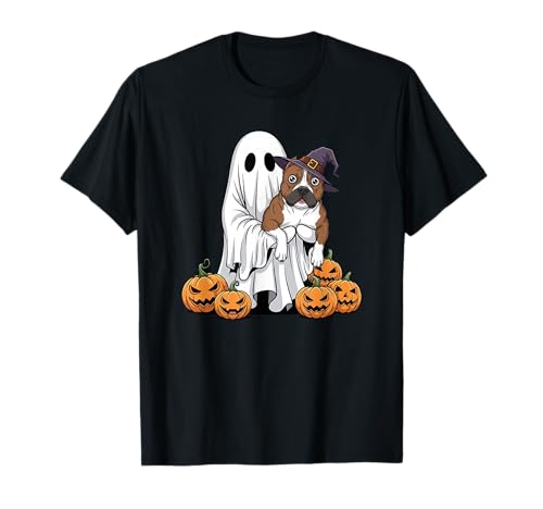 Lustiger Geist Pitbull Kürbis Halloween Kinder Herren Damen T-Shirt von Pitbull Lovers Cute Halloween Outfits for Boy Girl