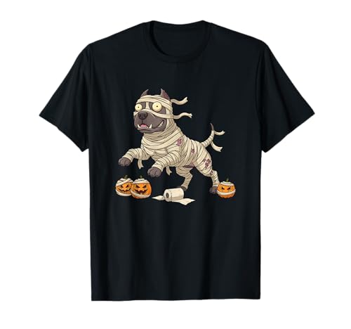 Lustiger Pitbull Mummy Kürbis Halloween Kinder Herren Damen T-Shirt von Pitbull Lovers Cute Halloween Outfits for Boy Girl