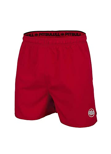 PITBULL - West Coast Sporthose Herren Kurz, Schnelltrocknende Kurze Sporthose Männer, Kurze Trainingshose, Komfortabel Fitnesshose Herren, Laufhose Herren Kurz - XL, Rot von PITBULL