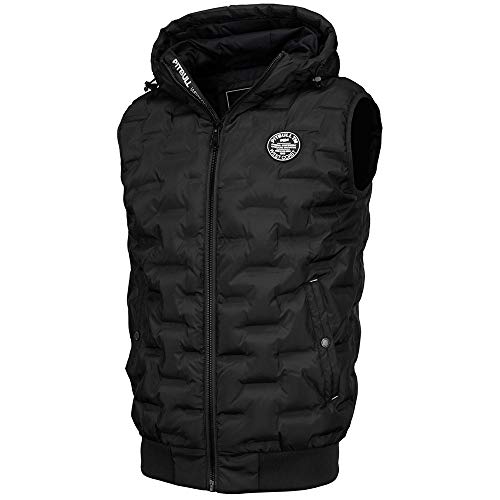 Pitbull - Herren Weste Carver, Weste Herren mit Kapuze, Ärmellose Weste Herren mit Klassischer Universeller Sportlicher Schnit, Warme und Bequeme Herren Weste Outdoor - XXL, Schwarz von PITBULL