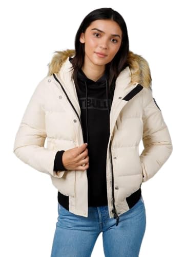 Pitbull Damen Wintersteppjacke mit Kapuze Frauen Winterjacke warm gefüttert Azalea warm gefütterte kapuze mit abnehmbarem fell M von PITBULL