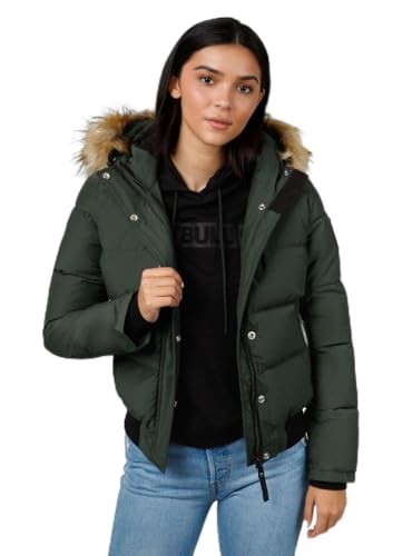 Pitbull Damen Wintersteppjacke mit Kapuze Frauen Winterjacke warm gefüttert Azalea warm gefütterte kapuze mit abnehmbarem fell S von PITBULL