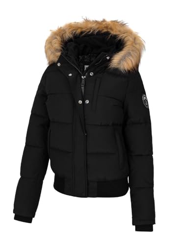 Pitbull Damen Wintersteppjacke mit Kapuze Frauen Winterjacke warm gefüttert Azalea warm gefütterte kapuze mit abnehmbarem fell S von PITBULL